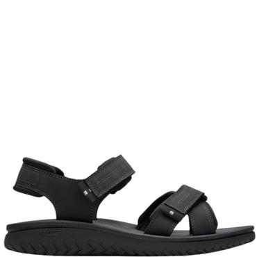 CLARKS  MENS  SANDAL - BLACK LEATHER